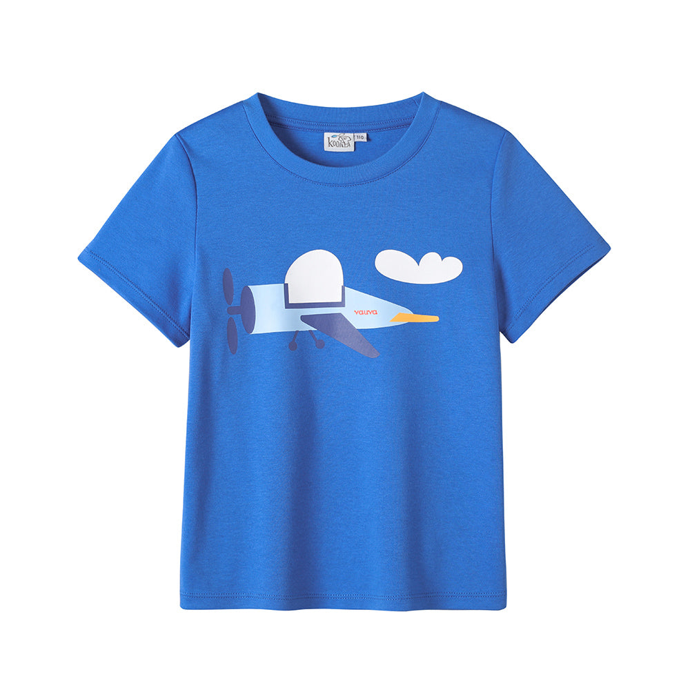 Kid Short-Sleeve Tee Top Aeroplane Print