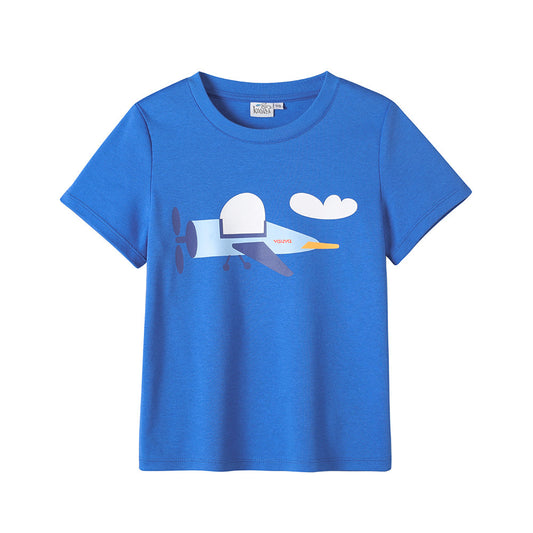 Kid Short-Sleeve Tee Top Aeroplane Print