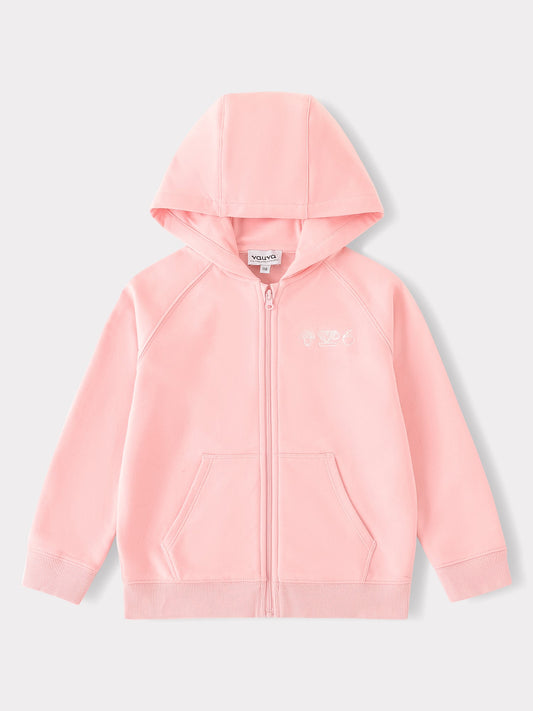 Kid Long Sleeve Embroidery Zipped Hoodie
