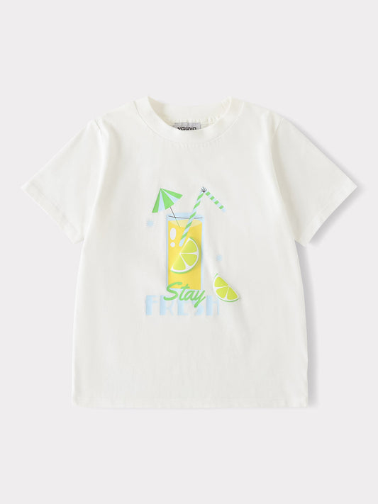 Kid Short Sleeve Lemon Tea Print Tee