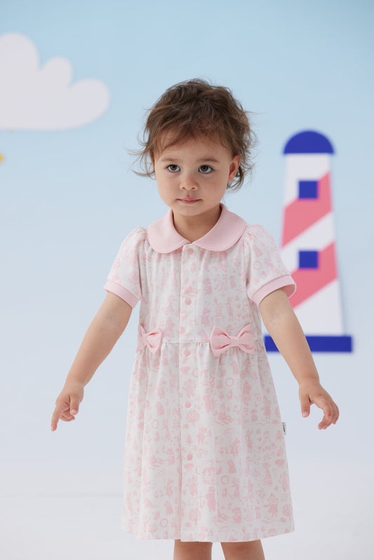 Baby Girl All Over Print Short Sleeve Dress