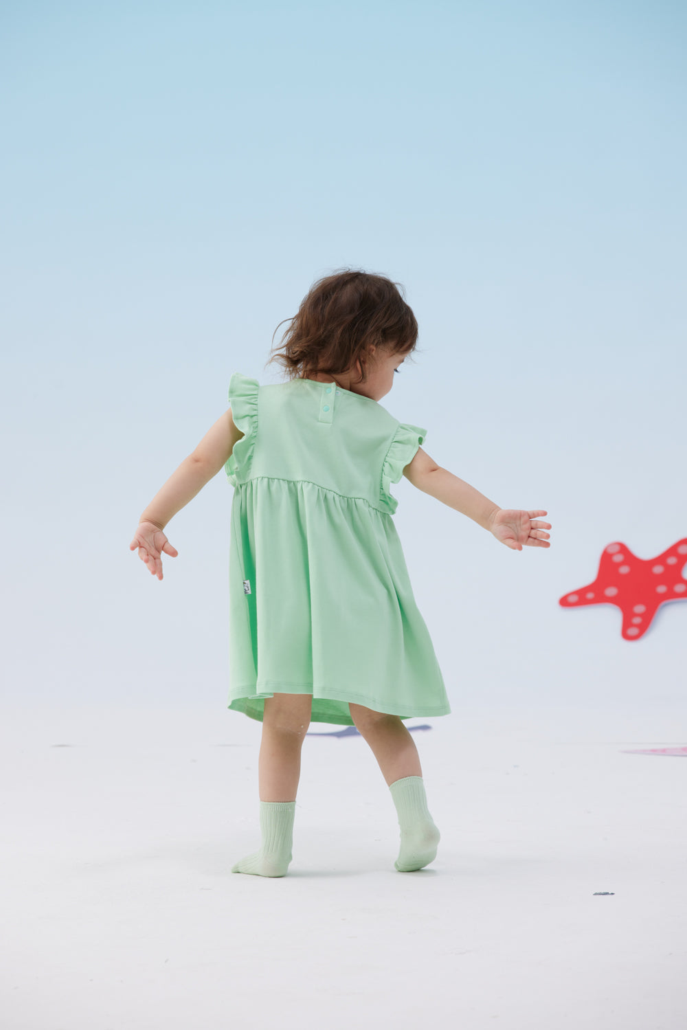 Baby Girl Moomin Plain Embroidered Short Sleeve Dress