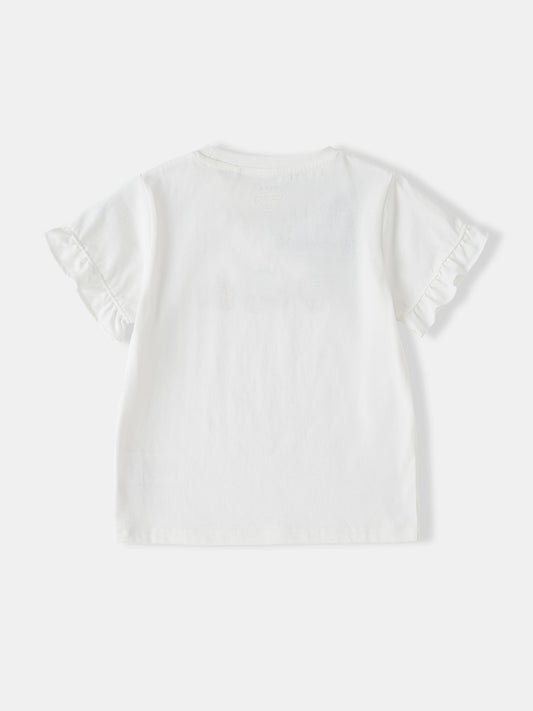 Kid Ruffle Short Sleeve Berries Print Tee