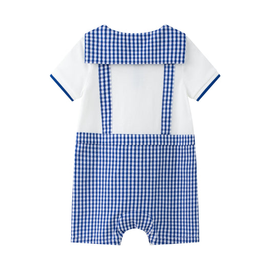 Baby Plaid Pattern Short Sleeve Romper