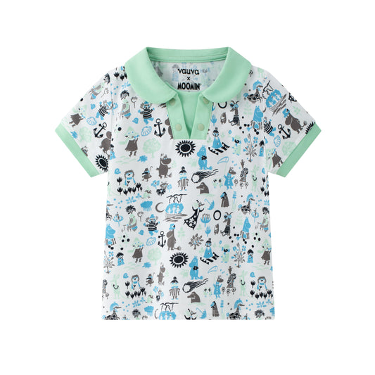 Baby Boy All Over Print Collar Top & Bottom Set