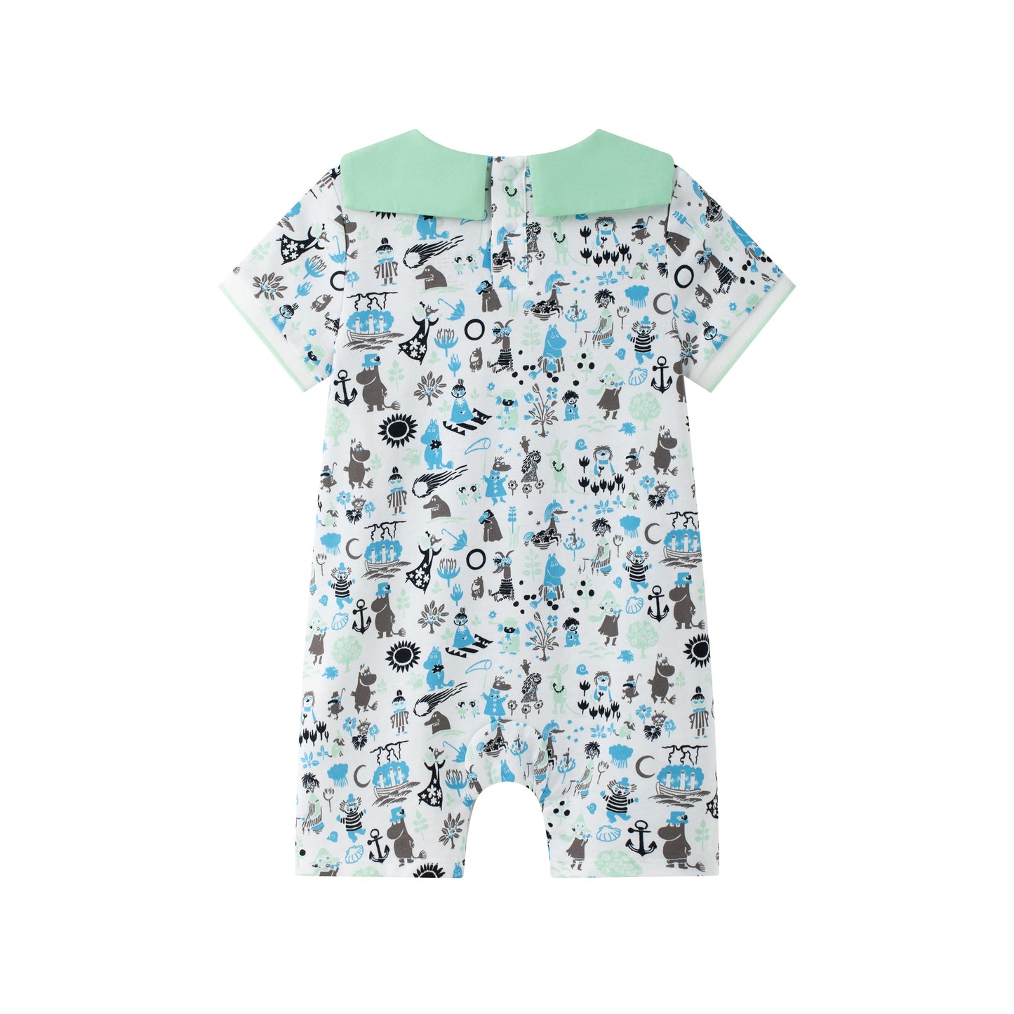 Baby Boy Moomin All Over Print Romper With Shape Collar