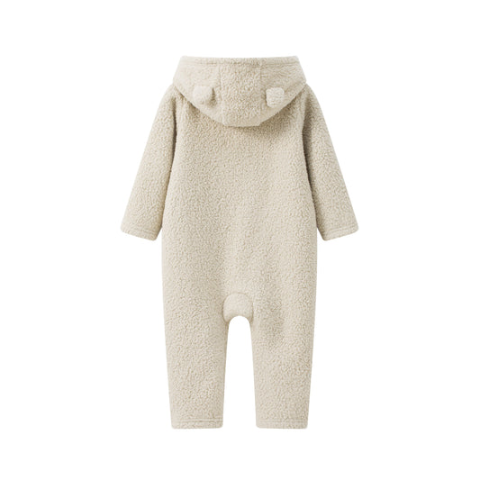 Bear-Embroidered Teddy Pramsuit