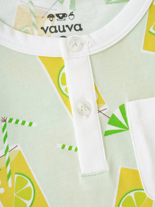 Kid Short Sleeve All-Over Lemon Tea Print Pocket Tee