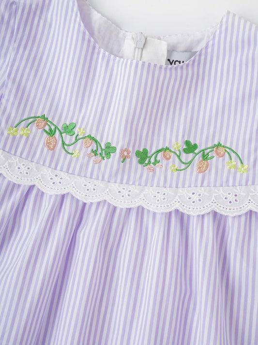 Kid Lace-Trimmed Ruffle Sleeve Dress