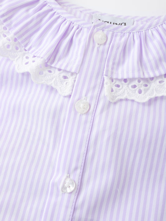 Kid Lace-Trimmed Collar Sleeveless Tie Bottom Top