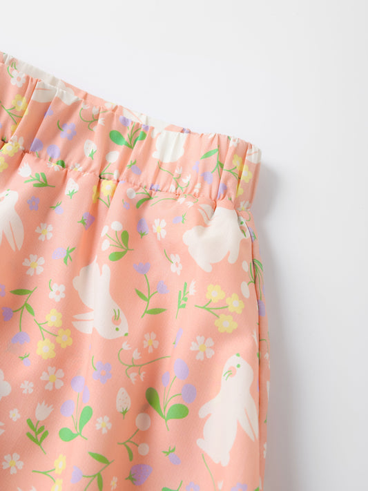 Kid All-Over Bunny Print Layered Shorts