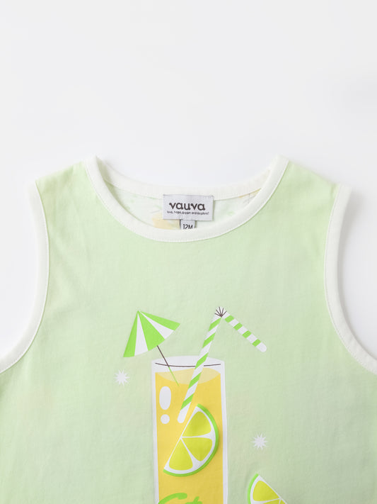 Kid All-Over Lemon Tea Print Tank Top