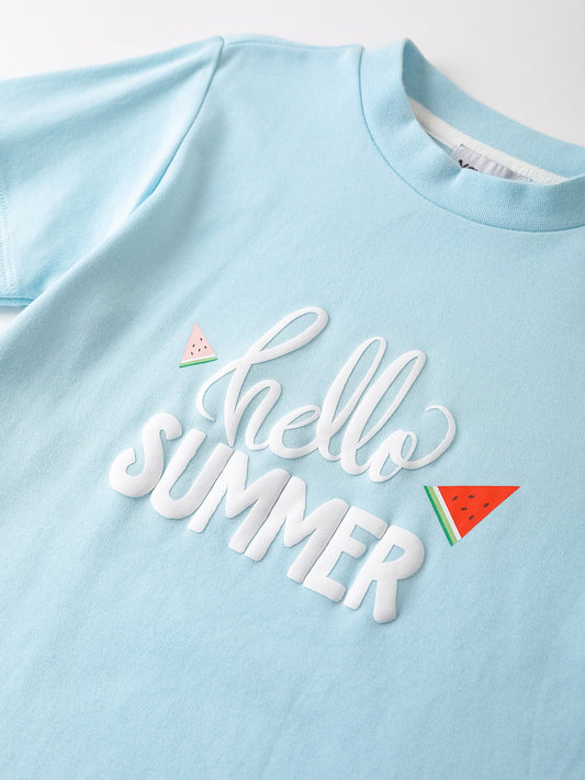 Kid Long Sleeve 2-Layer Slogan Print Tee