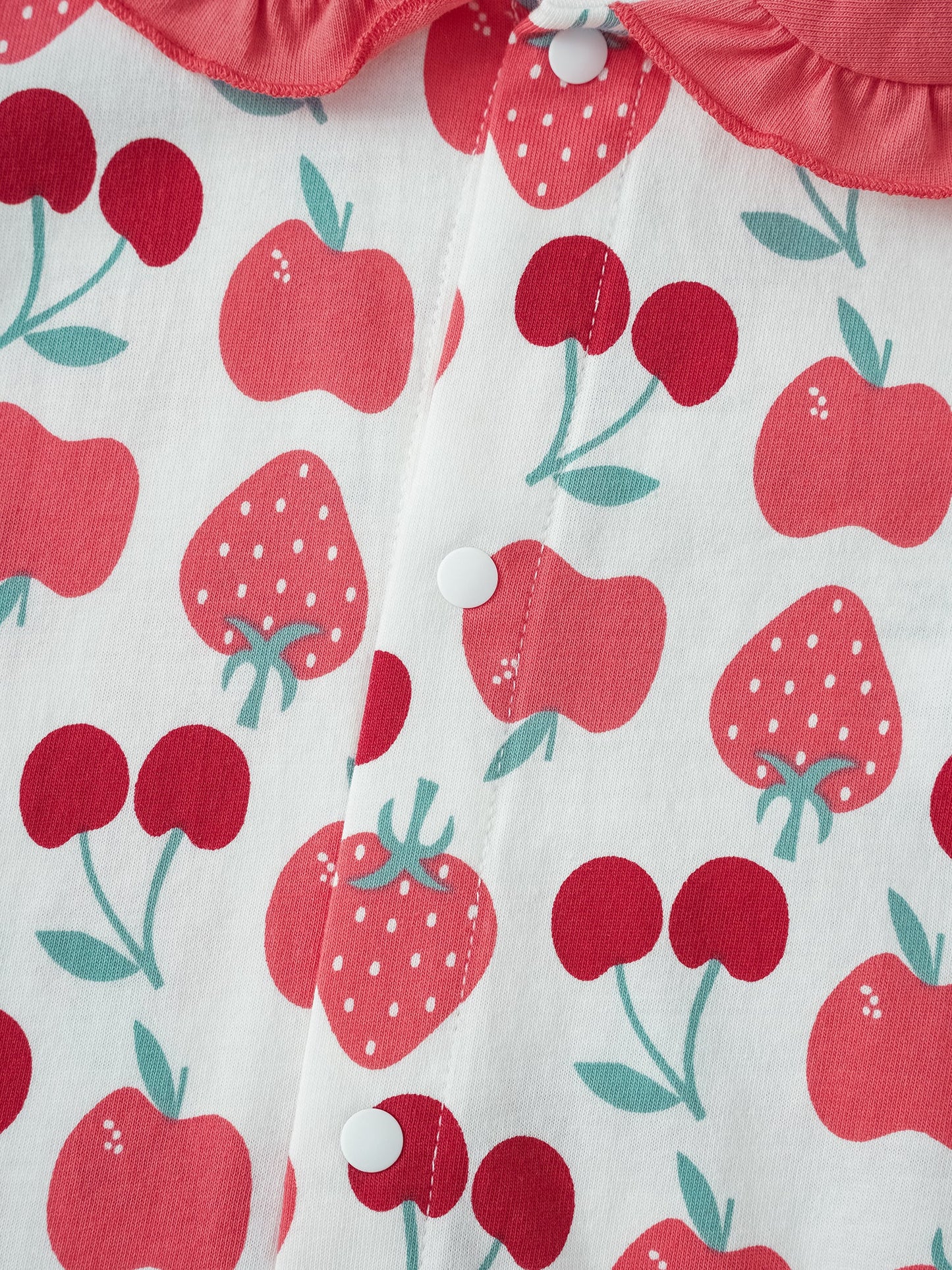 Baby Peter Pan Collar Short Sleeve All-Over Berries Print Romper