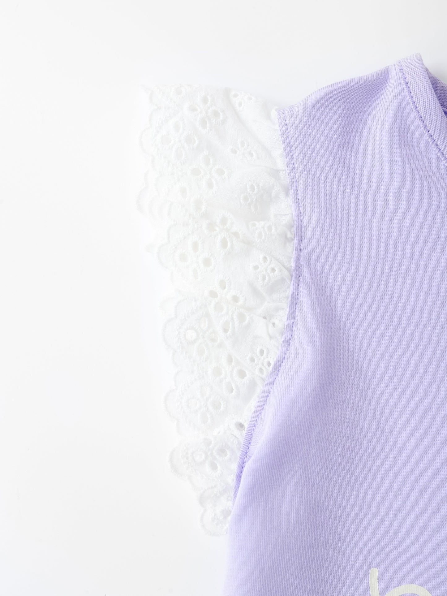 Kid Lace Cap Sleeve Bunny Print Tee