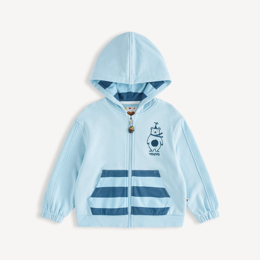 Bear-Embroidered Hooded Jacket