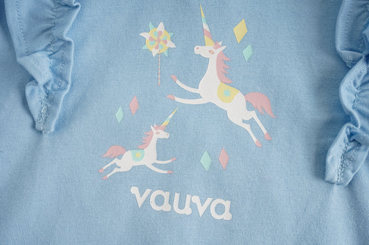 Unicorn-Print Frill Long Sleeve Top