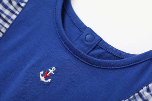 Baby Girl Plaid Pattern Short Sleeve Dress