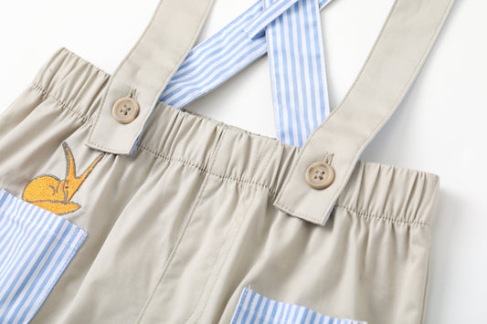 Baby Boy Strength Cotton Twill Embroidered Dungaree