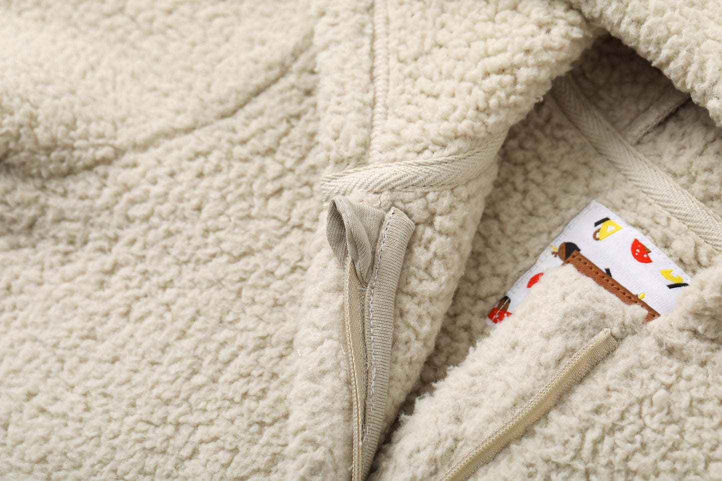 Bear-Embroidered Teddy Pramsuit