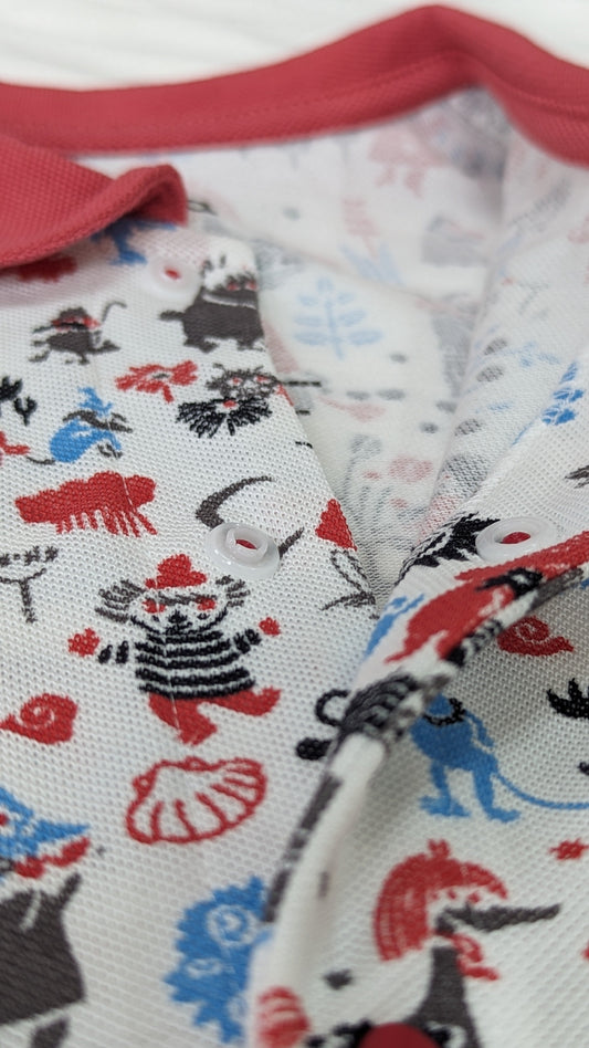 Baby Boy Moomin All Over Print Polo Romper