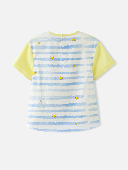 Girls Two Tone Print Tee