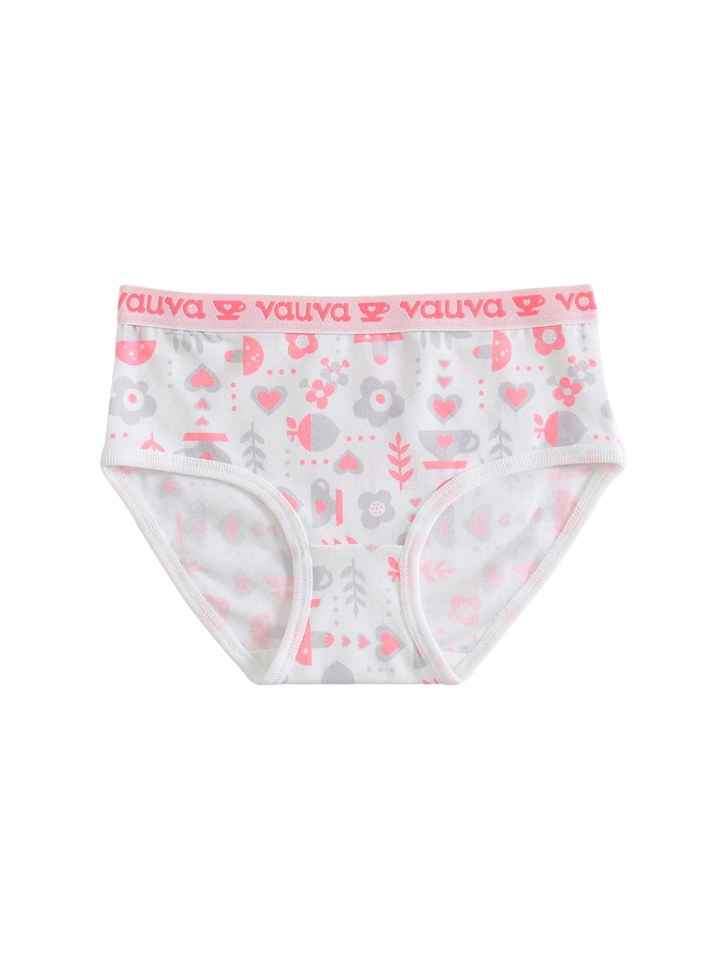 Girls Organic Cotton Underwear - Pattern / Grey Love