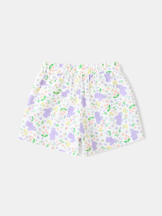 Kid All-Over Bunny Print Layered Shorts