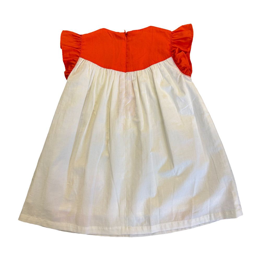 Vauva SS23 Safari-女嬰荷葉邊袖子棉質連衣裙