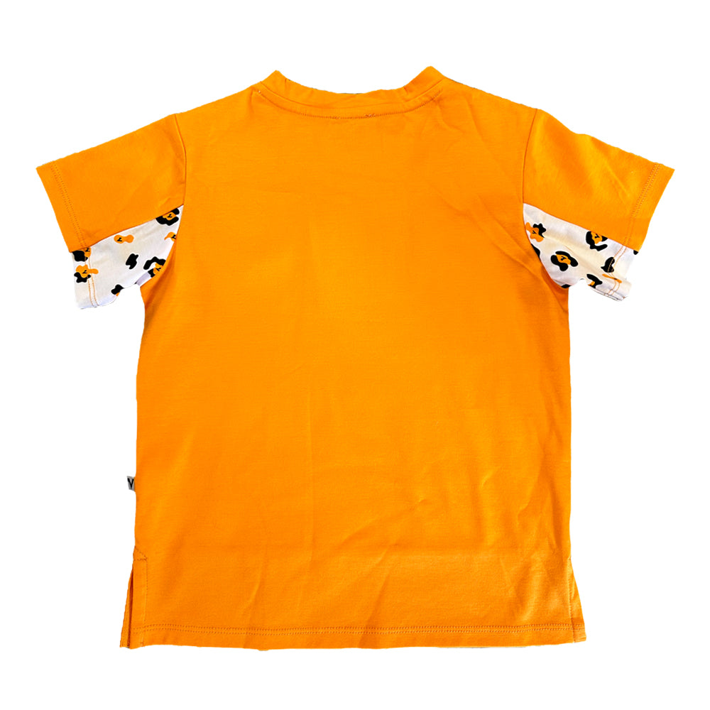 Vauva SS23 Safari - 男童豹紋Logo拼色棉質短袖上衣