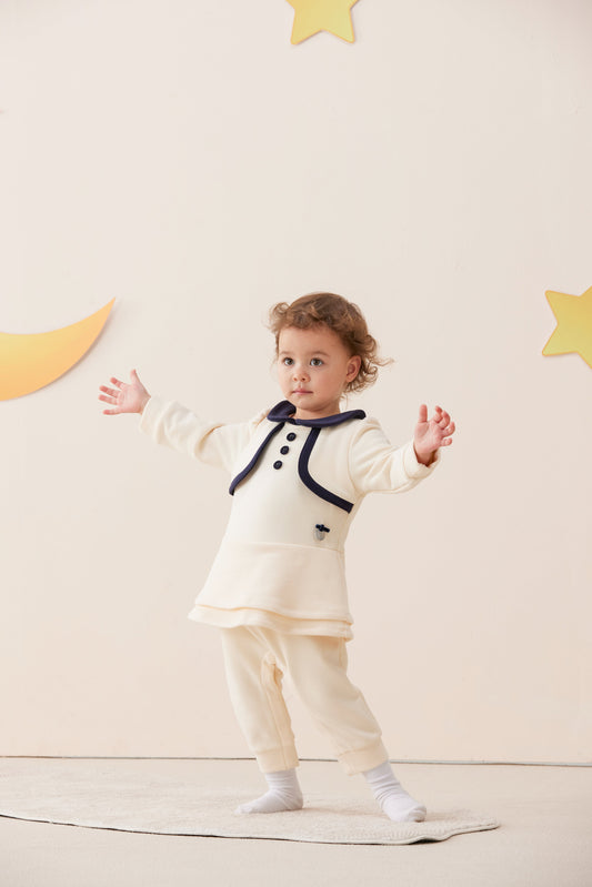 Vauva x Le Petit Prince - Baby Girl Embroidery Cotton Romper model front - 2