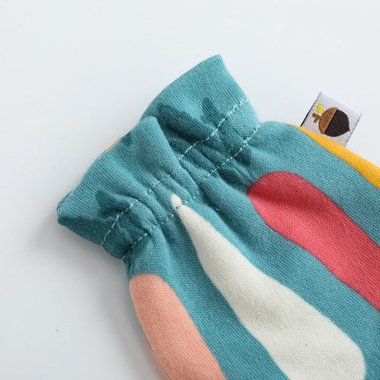 Vauva FW23-遍布印刷棉線手套的男嬰胡蘿蔔(綠色)