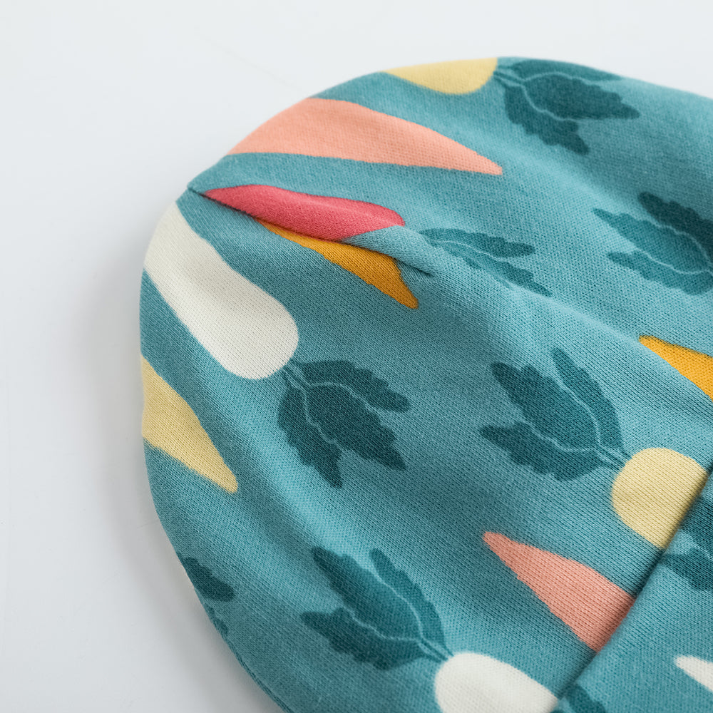 Vauva FW23-遍布印刷棉帽的男嬰胡蘿蔔(綠色)