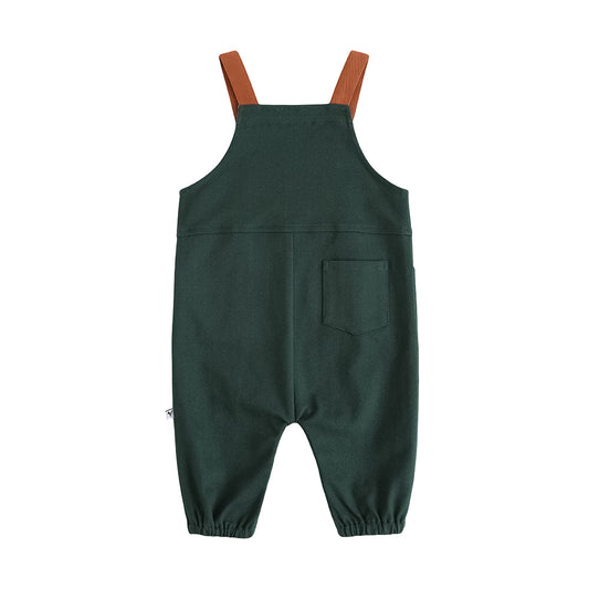 Baby Boys Carrot Embroidery Cotton Dungarees
