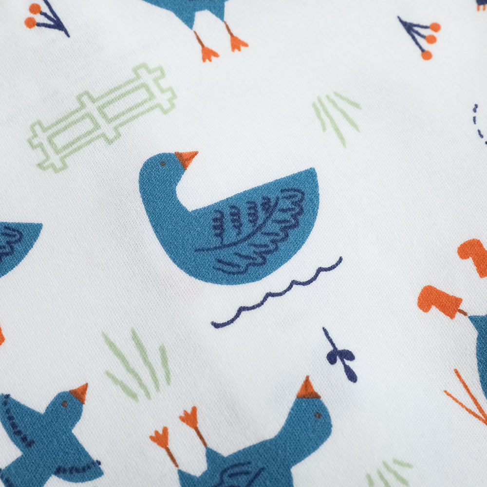 Vauva FW23-男嬰白色鵝在印刷棉長袖緊身衣褲(白色)