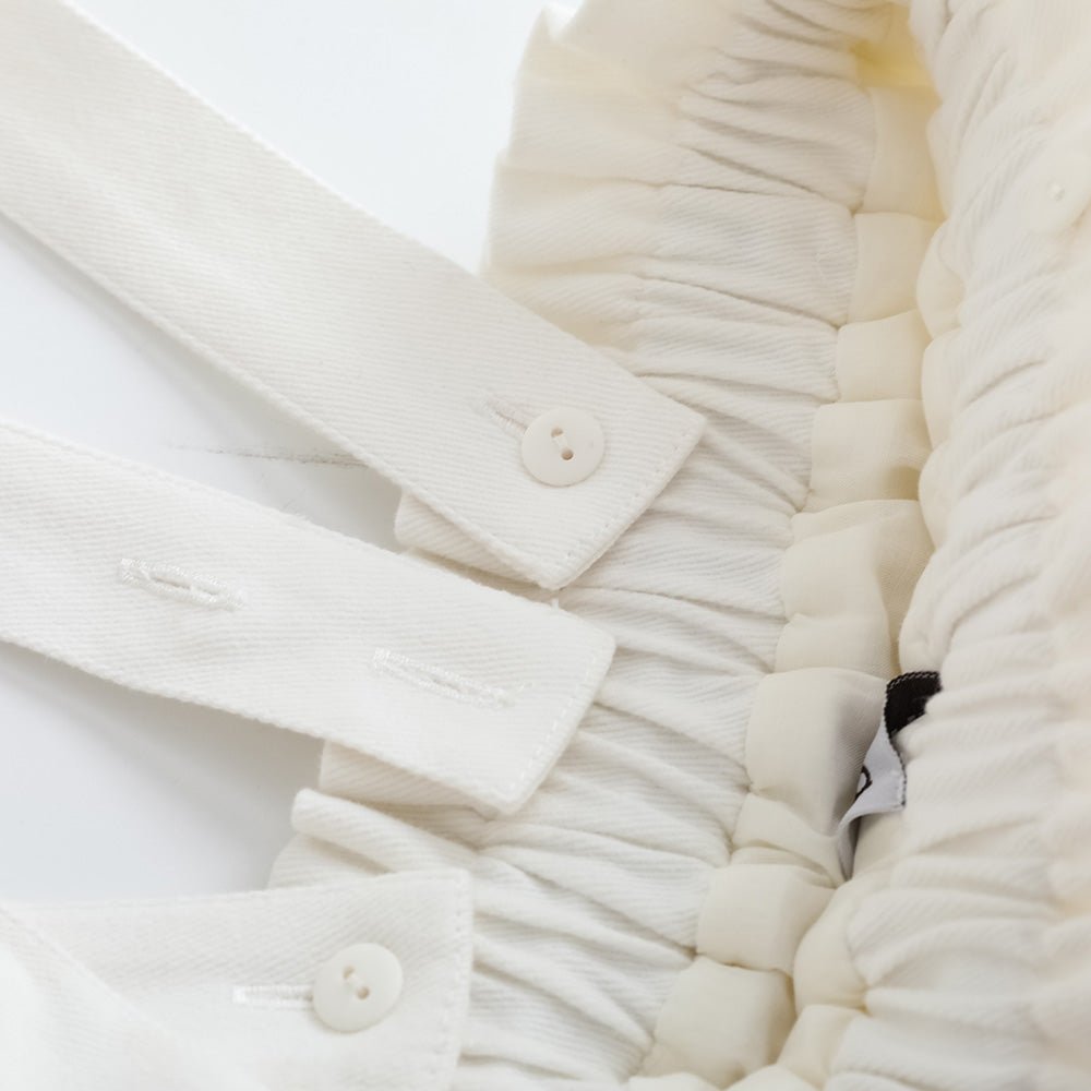 Girls Embroidered White Vest Suspender Skirt