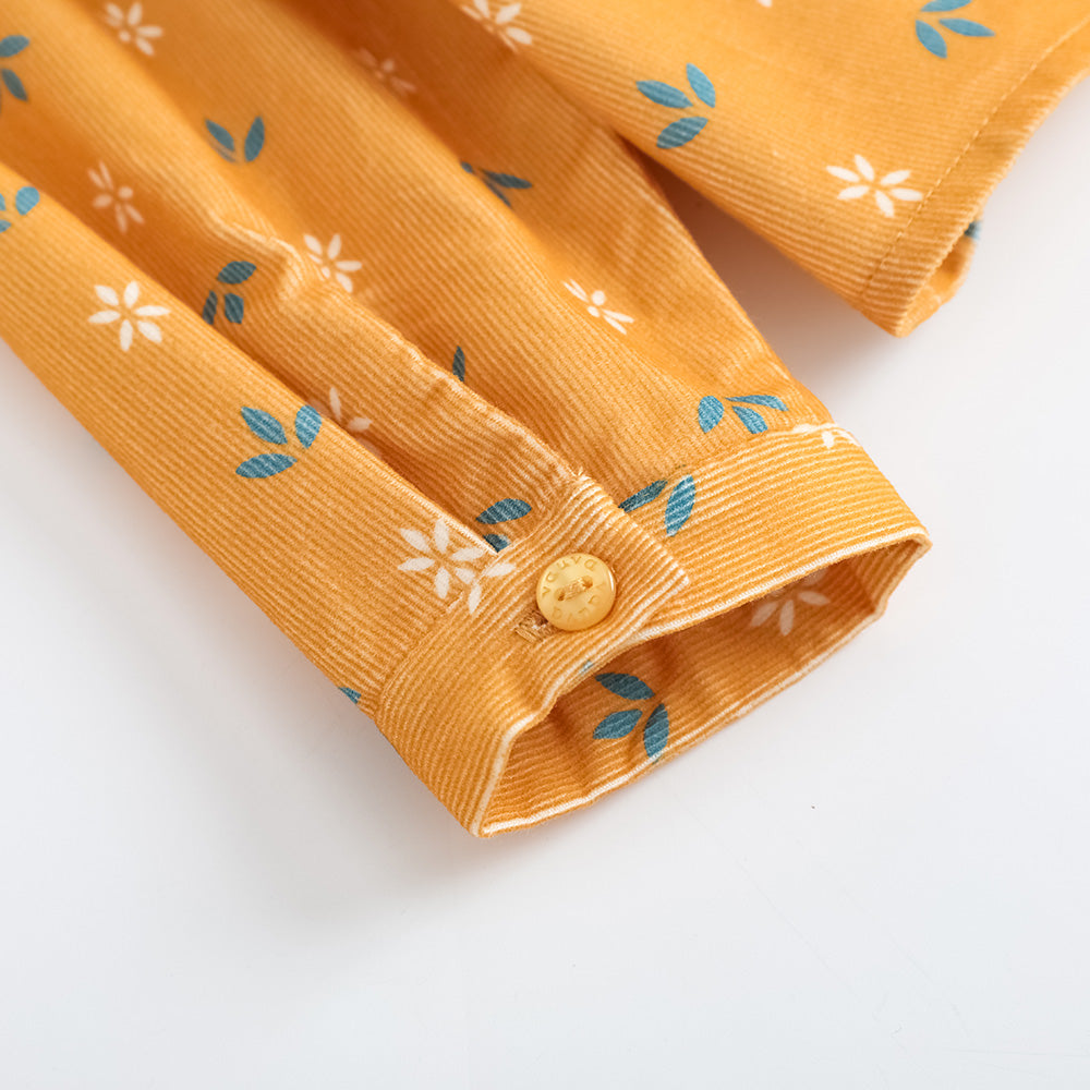 Vauva FW23-女孩印刷的棉線燈芯絨襯衫(黃色)