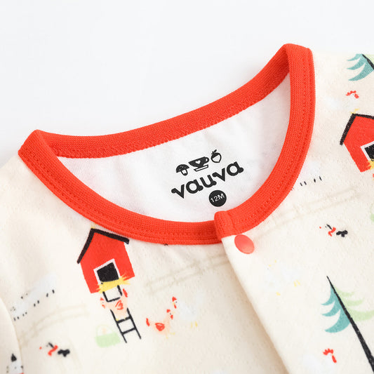 Vauva FW23-嬰兒北歐印刷棉長袖連身褲