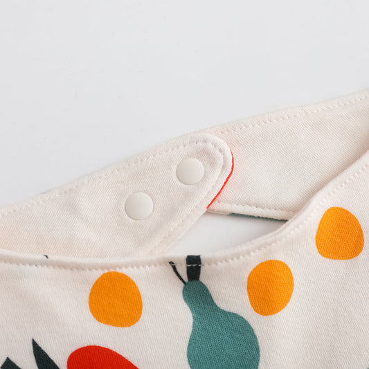 Vauva FW23-嬰兒男女通用水果印花棉質領巾(白色)