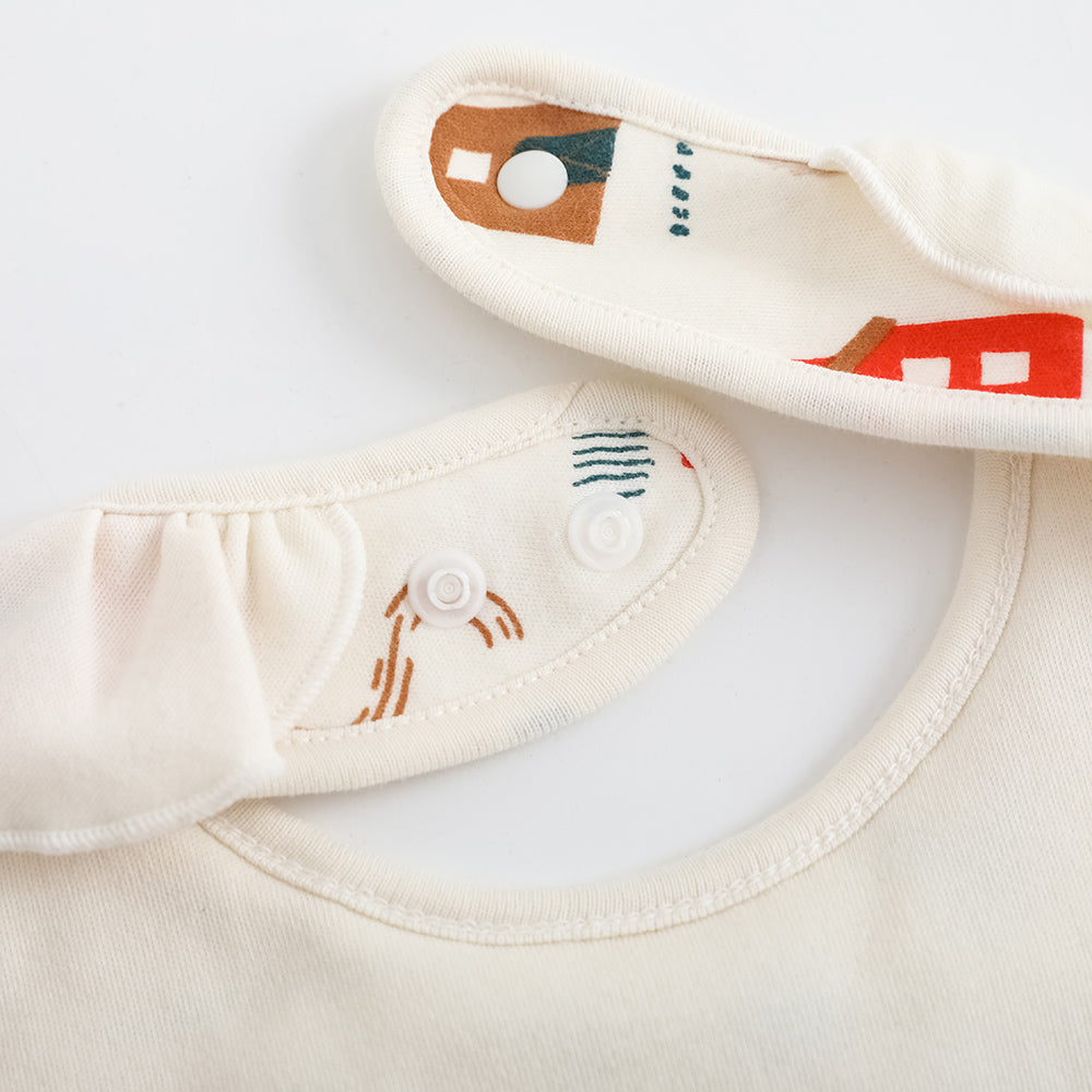 Baby Girls Pinwheel All Over Print Ruffle Cotton Bib