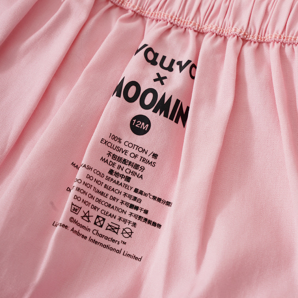Vauva X Moomin SS23-女嬰遍布印刷棉線和底部套裝