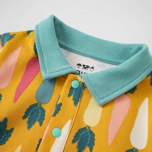 Baby Boy Carrot All Over Print Cotton Polo Long Sleeve Bodysuit