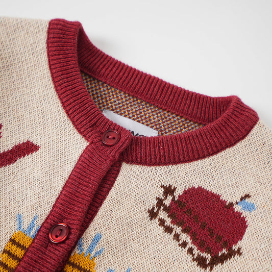 Baby Girls Farm Jacquard Cotton Cashmere Jacket