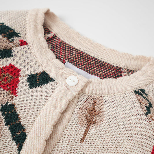 Baby Girls Pinwheel All Over Print Long Sleeve Knit Jacket