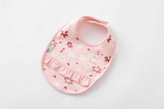 Vauva X Moomin FW23-女嬰Moomin遍布印刷荷葉邊棉圍嘴(粉紅色)