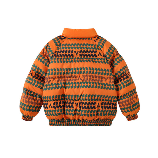 Vauva FW23 - 男童橫間花紋夾棉外套 (橙色)