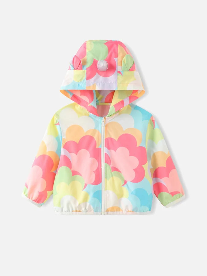 Baby Girls Allover Jacket, Pink / Multicolour