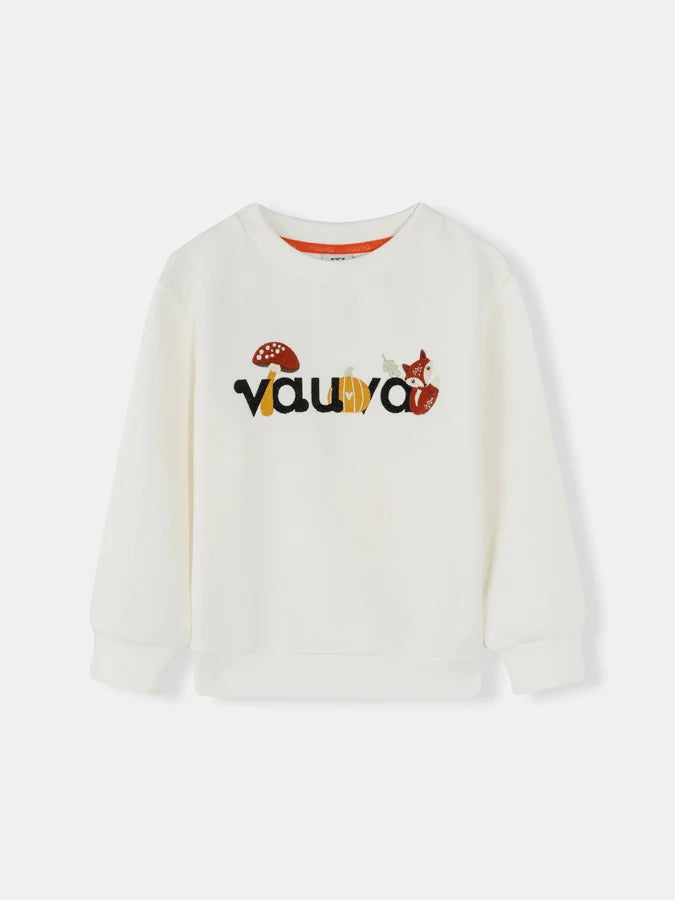 Kids Woodland Friends Embroidered Logo Sweatshirt, White