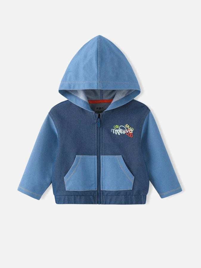 Baby's Jersey Denim Zipped Hoodie, Navy