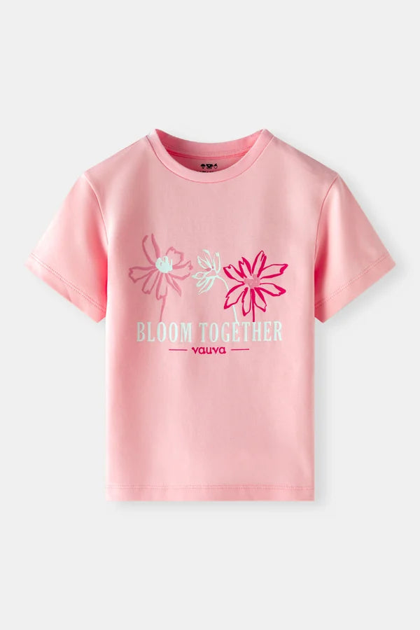 Girls Bloom Together Graphic T-Shirt, Pink